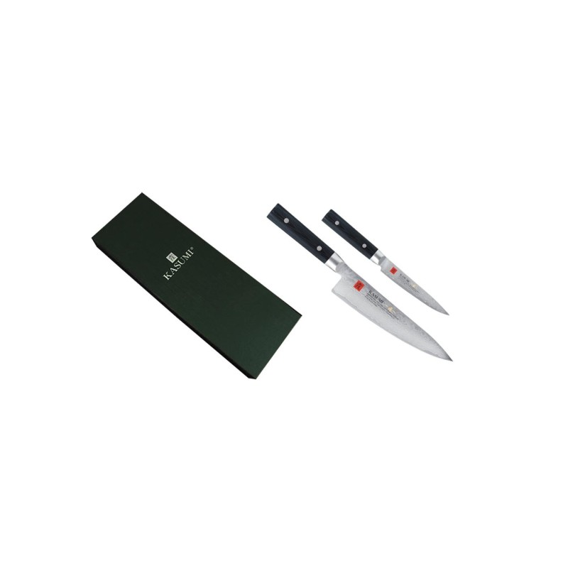 Le Set de Base Plus : 2 Couteaux dont Couteau d'Office, Santoku et un Fusil  à Aiguiser - Kotai Pas Cher